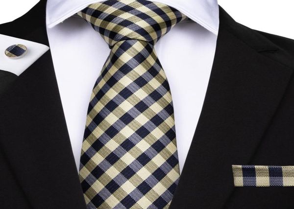 

hitie classic mens silk neck ties plaid pattern jacquard woven 8cm width business work formal wedding tie n71289048452, Black;blue