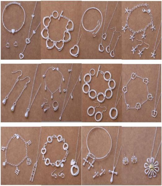 

with tracking number new fashion women039s charming jewelry 925 silver 12 mix jewelry set 14568008514, Black