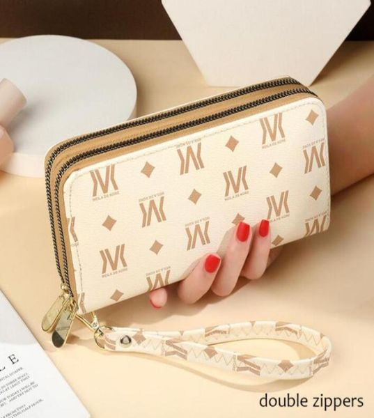

new women wallets double zippers mobile phone clutch bag long casual wallet money bag card holder carteras female purse4845603, Red;black