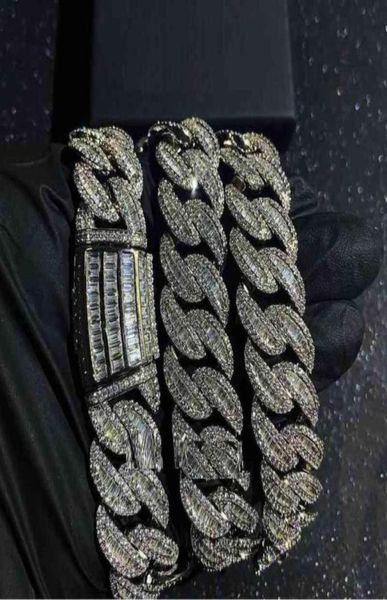 

pendant necklaces 20mm iced out bling chunky big heavy cuban link chain necklace for men boy cool rock punk hip hop jewelry 2202108240797, Silver