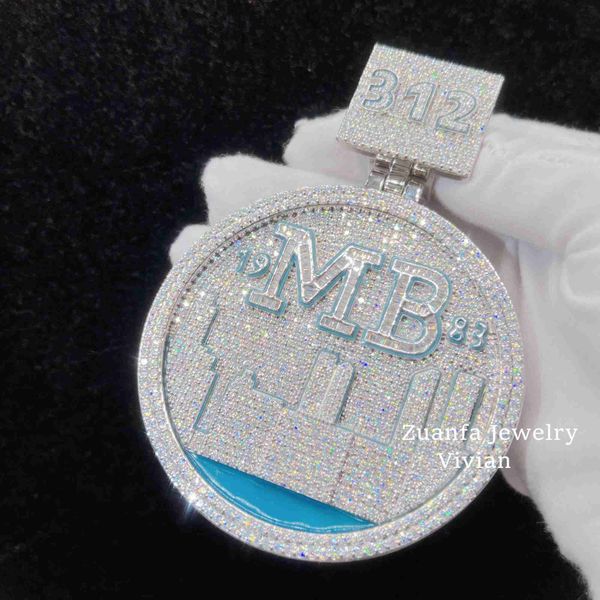 

new design hip hop jewelry glowing material silver 925 vvs moissanite iced out diamond custom necklace pendant