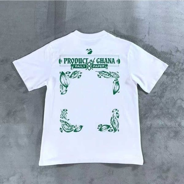 

offes fashion cotton short sleeves t shirt mens tee green leaf print t-shirt casual back printing eu size, White;black