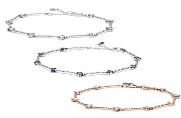 

925 sterling silver sparkling star charms diamond bracelets with box fit pandora european girl lady beads jewelry bangle real brac2982059, Golden;silver