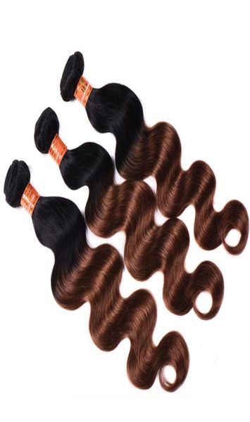 

new style brazilian ombre body wave human hair bundles colored 1b30 brazilian ombre auburn brown virgin hair weave extensions9582017, Black