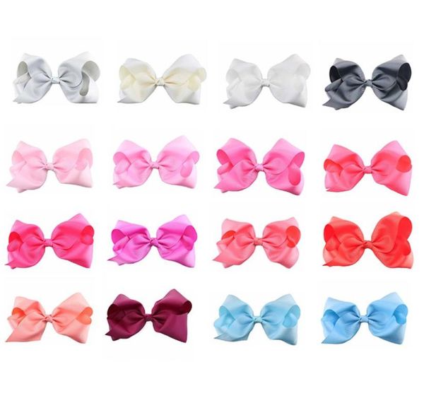 

8 inch barrettes bow single color 40 colors grosgrain ribbon alligator clips girls hair accessories boutique big bowknot barrette2221813, Slivery;white