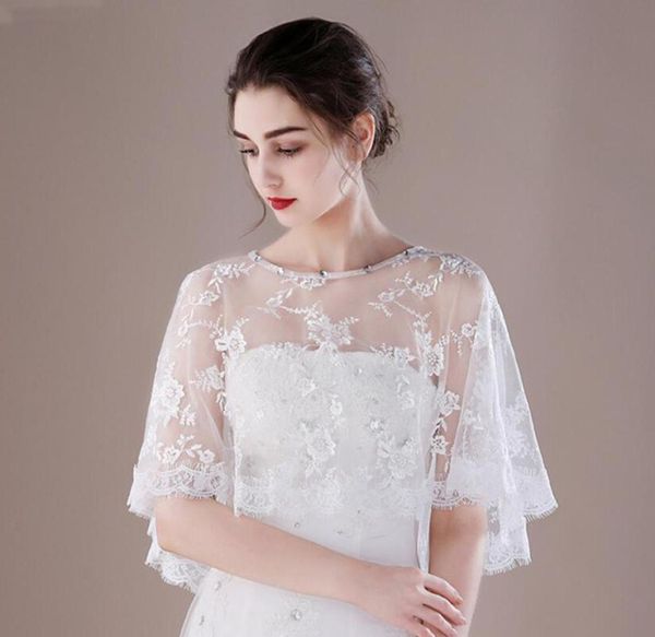 

new vintage lace applique bridal jacket for brides wedding wraps4204521, White