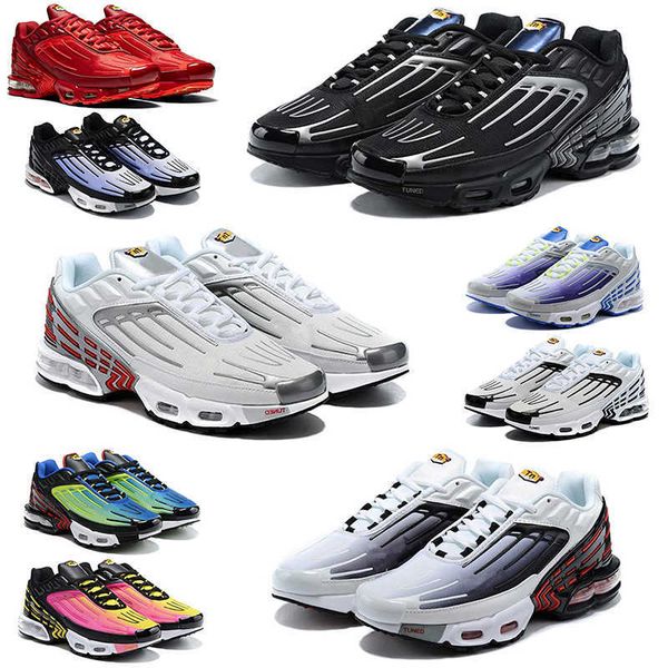 

with box designer tn plus 3 men women running shoes triple white black iridescent blood orange purple nebula laser blue mens womens outdoor