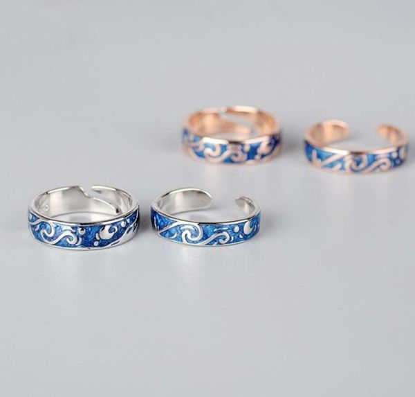 

jewelry s925 sterling silver couple rings starry night open rings famous paiting special fashion7982745