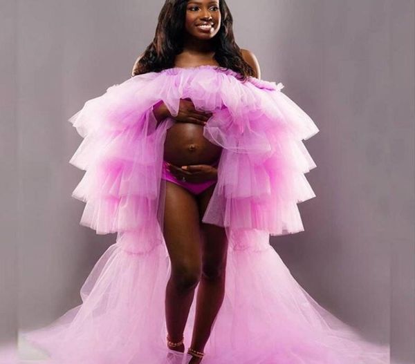 

pink tulle ruffle maternity dress po shoot pregnant women pography gown kimono evening prom robe bathrobe sleepware8979888, White