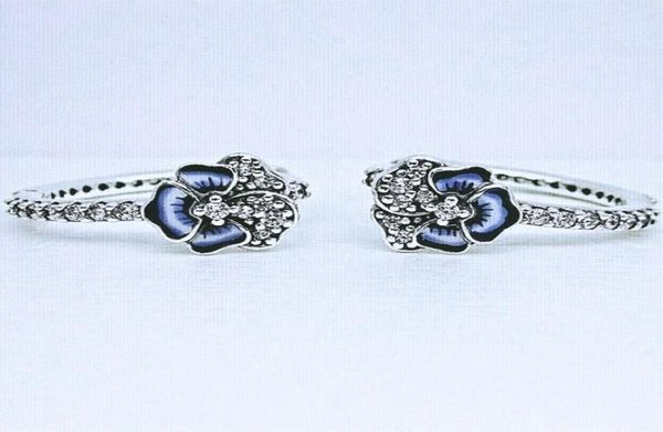 

blue pansy flower hoop earrings earring jewelry 925 sterling silver women pandora earring with logo ale gift 290775c018395457, Golden;silver