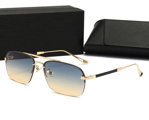 

new fashion square metal mens sunglasses driving outdoor uv400 goggles semi rimless frame black grey clear lens sunshades brown wo4099335