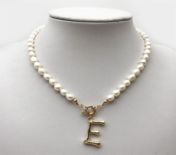 

real pearl necklace choker alphabet az initial stainless steel buckle goldcolor pendant freshwater jewelry 2202287806540, Silver