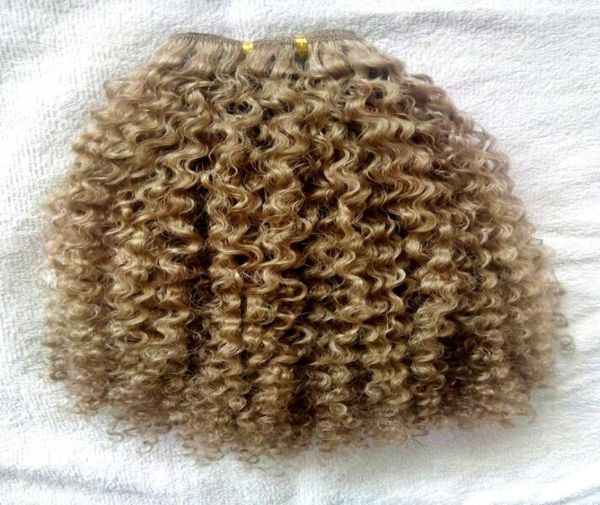 

new brazilian human virgin remy hair extensions kinky curls hair weft medium brown dark blonde color4830000, Black