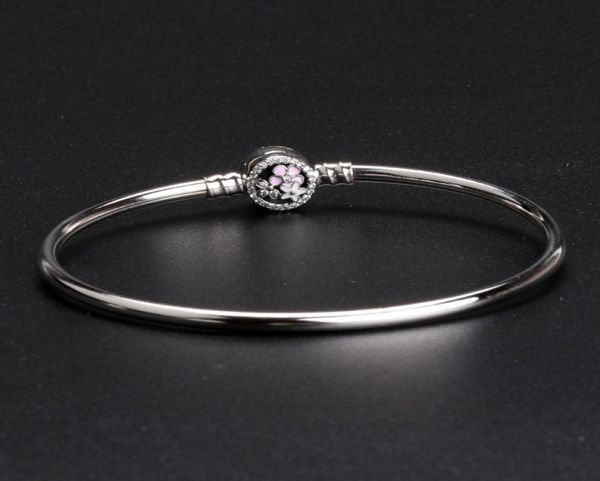 

2018 fashion 925 sterling silver bangle bloom flower enamel clasp for pandora charms silver beads bracelet women jewelry diy makin9316731, Black