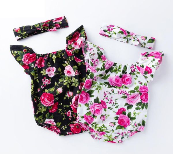 

newborn baby girl clothes baby romper with headband kids designer clothes girls floral romper for enfant ruffles sleeve valentines9773798, White
