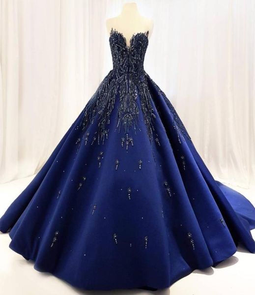 

elegant ball gown prom dresses sheer jewel sequins beads applique satin long evening dress luxury saudi red carpet dress women for2173445, Black