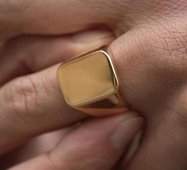 

men club pinky signet ring ornate stainless steel band classic anillos gold tone male jewelry masculino bijoux5164612, Silver