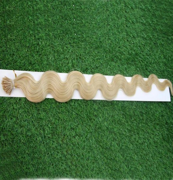 

brazilian body wave hair human pre bonded fusion hair 100g i tip stick keratin double drawn remy hair extension 14quot 16quot 9800530, Black