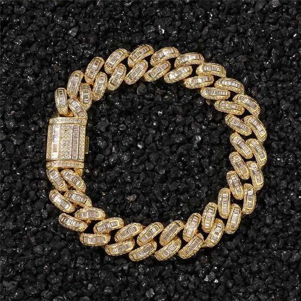 

ready to ship hip hop diamond vvs moissanite rose gold 925 sterling silver cuban link chain bracelet