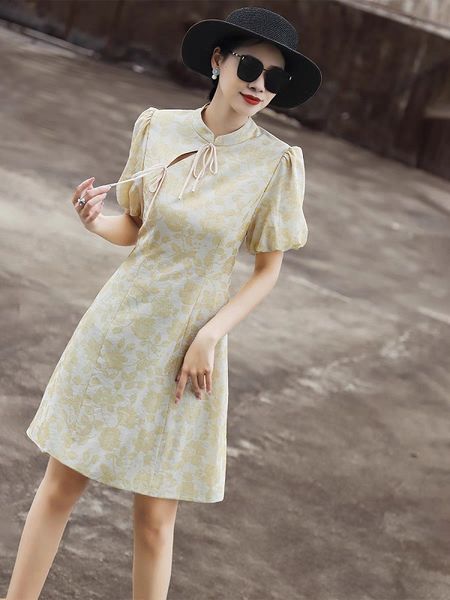 

mesh skirt childrens new style feel light luxury temperament show thin waist french bubble sleeve dress summer size s  l xl, Black;gray