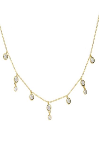 

cz diamond drop charm necklace choker collarbone bezel round cz charm lovely adorable women gift 925 sterling silver jewelry3916272938456