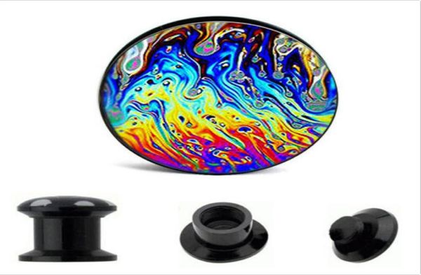

acrylic rainbow logo internal thread ear gauge plug and tunnel stretcher expander 416mm screw fit plug piercing8593588, Silver