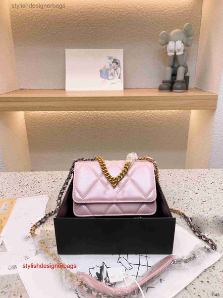 

women's shoulder bag luxury tote purse handbag message bags cluth brand classic genuine leather crossbody flap gold chain mini 19cm pin