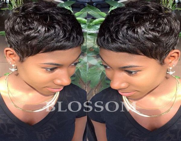 

new 130 density none full lace wig glueless brazilian virgin human natural hair short wigs for black women8145967, Black;brown