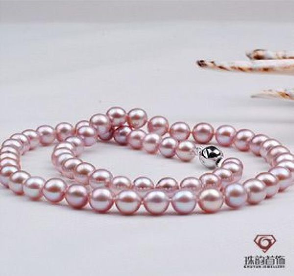 

fine pearl jewelry 89mm south sea purple pearls necklace 18inches 925silver6450901, Black