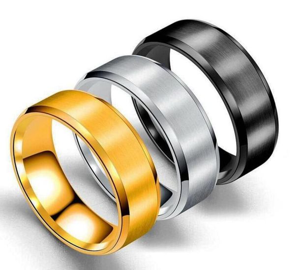 

stainless steel blank ring gold black matt art ring band rings women men fashion jewelry7344660, Silver