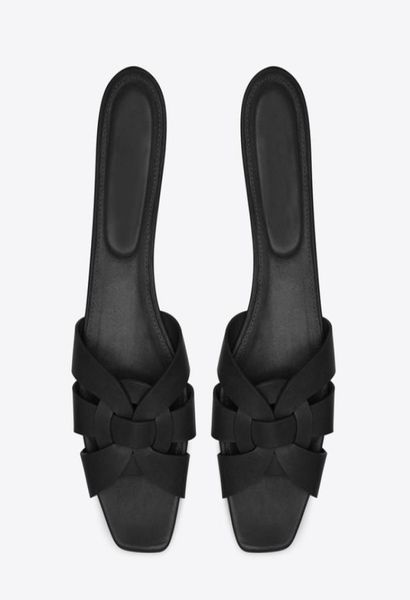 

brand new women tribute flat sandals shoes woman fashion slipper genuine smooth leather slide with intertwining straps sa5110347, Black