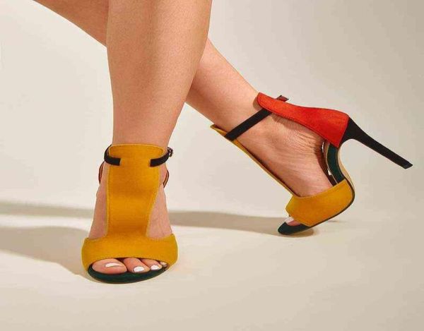 

fashion2022 new summer yellow high heels women gladiator sandals ankle buckle strap fashion stripper ladies shoes w2203143272697, Black