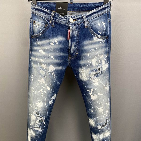 

dsquad2 jeans men's luxury designer denim jeans perforated pants dsquare jeans casual fashion trendy pants dsquad2 men's clothing, Blue