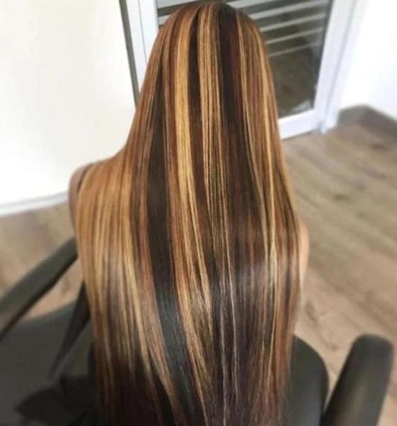 

highlight wigs lace front human hair ombre straight 28 30 inch wig brazilian 13x1 hd full frontal honey blonde lace front wigs1009696, Black;brown