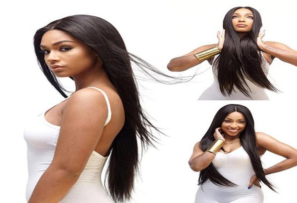 

ls178 europ american long straight hair wigs soft natural black chemical fiber headgear front lace wig1723287