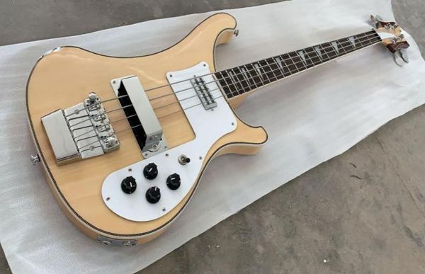

4 strings bass natural wood 4003 electric bass guitar neck thru body good binding body dual output china ric bass7660093