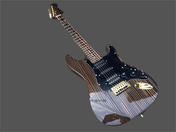 

st electric guitar zebra bodyneckfinger gold plate hardware natural glossy finish can be customised