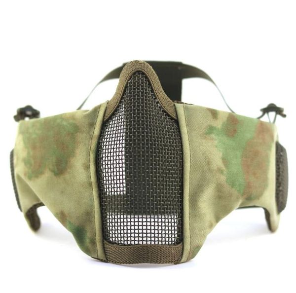 

new arrival half lower face metal steel ear protection net mesh hunting tactical protective airsoft mask cs halloween party8567161
