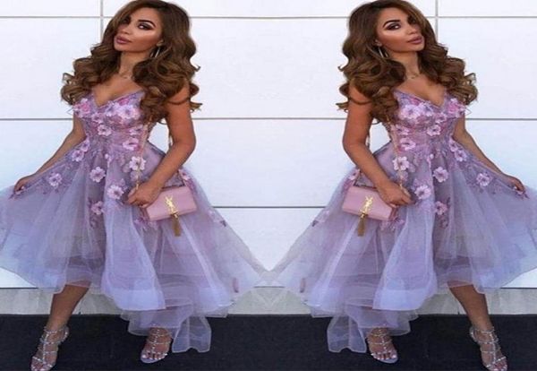 

lavender v neck tulle a line homecoming dresses arabic lace applique high low princess short prom party graduation dresses7548207, Blue;pink
