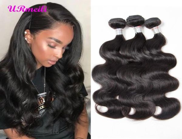 

urmeili body wave brazilian virgin hair weave bundles 832 inch remy natural color body wave 34 bundles 100 remy human hair exte5035790244, Black