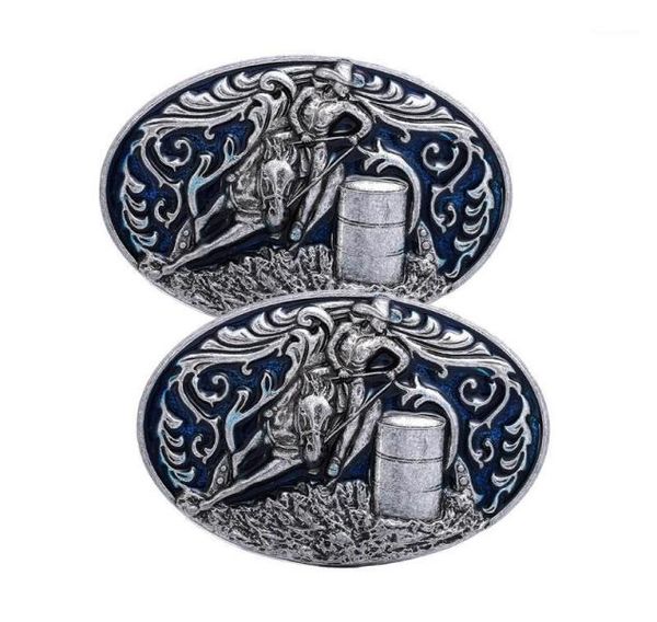 

2 pieces mens retro style barrel racing cowboy western belt buckle accessory11973903, Black;brown