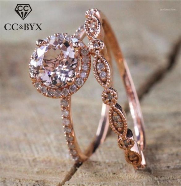 

cluster rings couple for women vintage elegant set ring cubic zirconia wedding engagement bridal jewelry drop 137917315638, Golden;silver