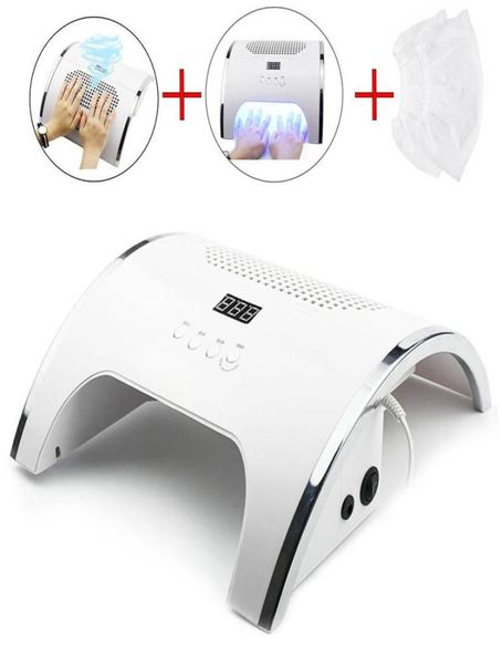 

80w strong power nail lamp nail dust collector two in one art salon lamp and collector vacuum cleaner manicure tools6637125, Silver
