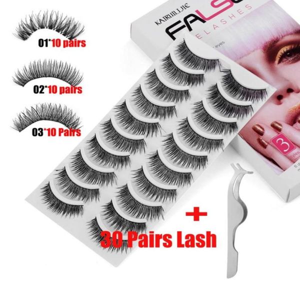 

30 pairsset 3 styles full volume eyelashes mixed natrual long wispies false eyelashes makeup tools handamde soft lashes8299223