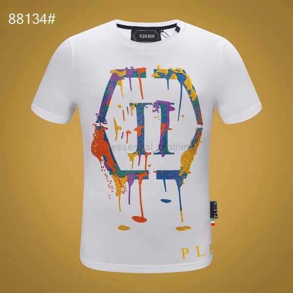 

plein bear t shirt mens designer tshirts brand clothing rhinestone skull men t-shirts classical hip hop streetwear tshirt casual tees pb 1ps, White;black