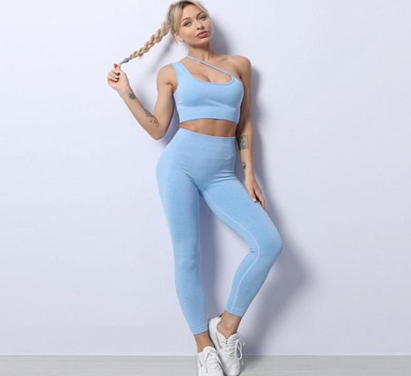 

2021 seamless sport sets women sling 2pcs two piece yoga sets crop bra leggings workout outfit athletic gym wear fitness set7952181, White;red