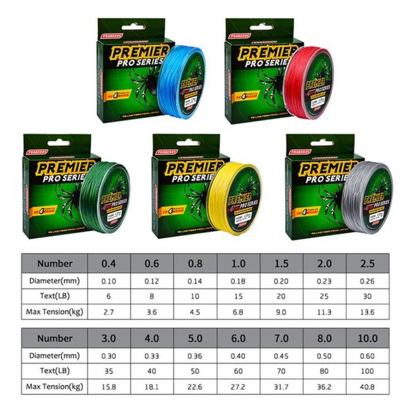 

100m 109yards 4 strand braided fishing line pe spectra lines red green blue yellow gray 5colors 10lb100lb2195176