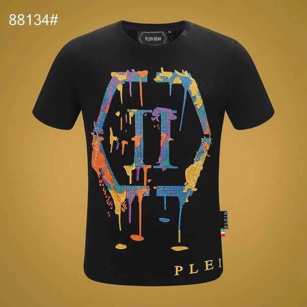 

plein bear t shirt mens designer tshirts brand clothing rhinestone skull men t-shirts classical hip hop streetwear tshirt casual tees pb 2tt, White;black