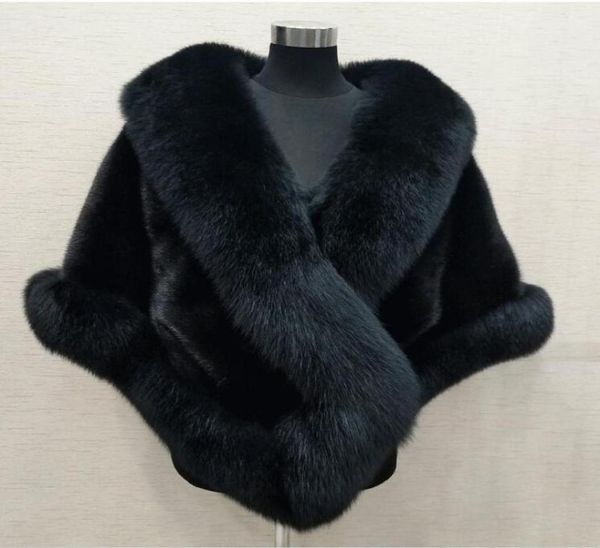 

winter 2019 super big long fox faux fur bridal wraps evening dress shawl cloak scarf for female party prom cocktail in stock7866399, White