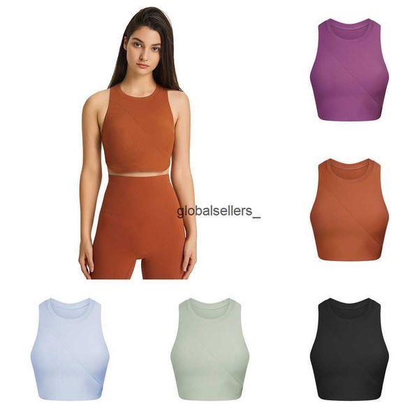 

lulus women yoga tank high neck bras gym women vest breathable racerback bra slim fit elastic sports bra with removable cups, White